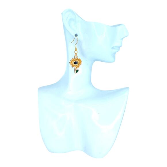 Sunflower dangle earrings — lightweight cute everyday jewelry - Picture 4 of 4